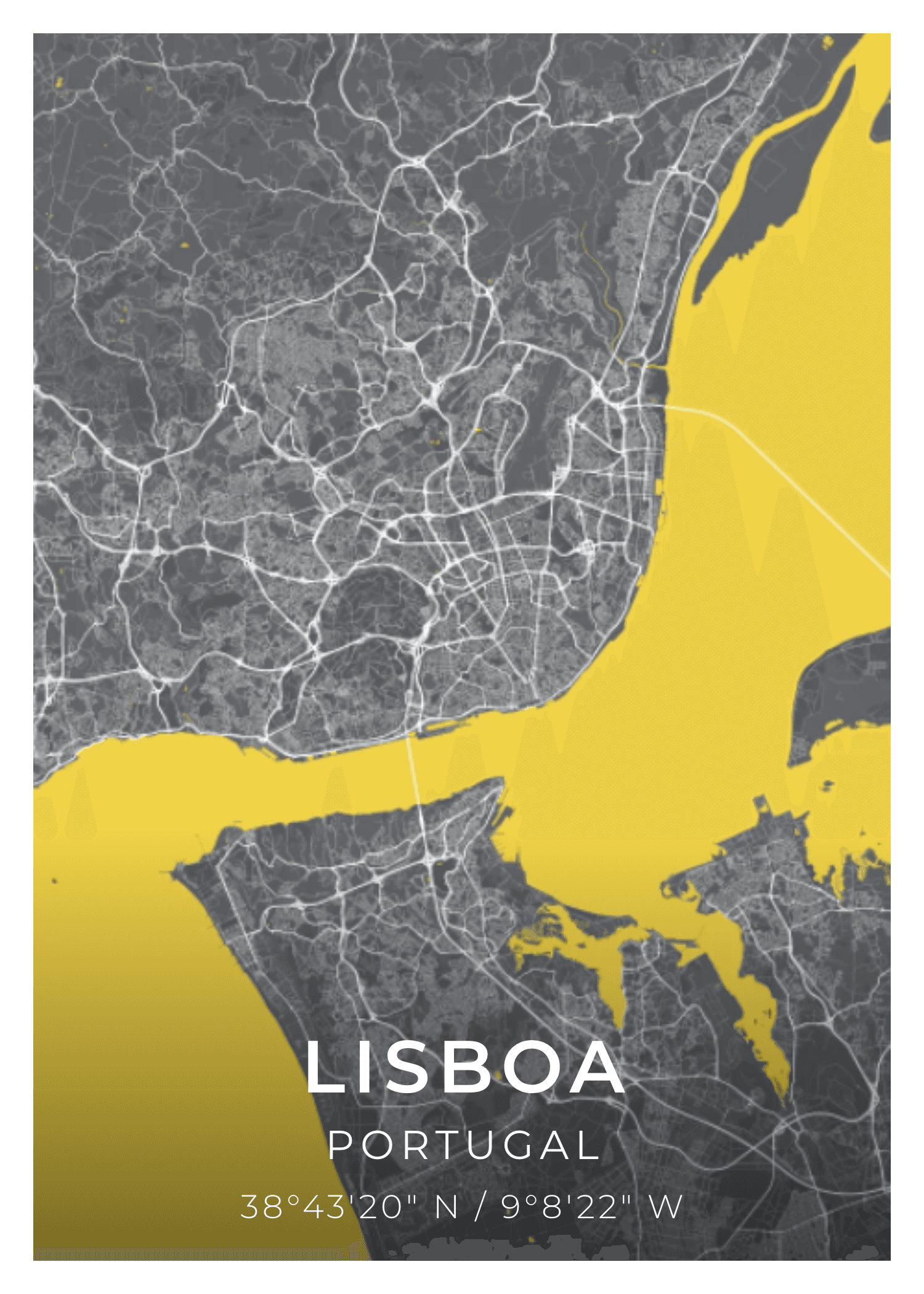 Lisbonne street map poster — Summer palette