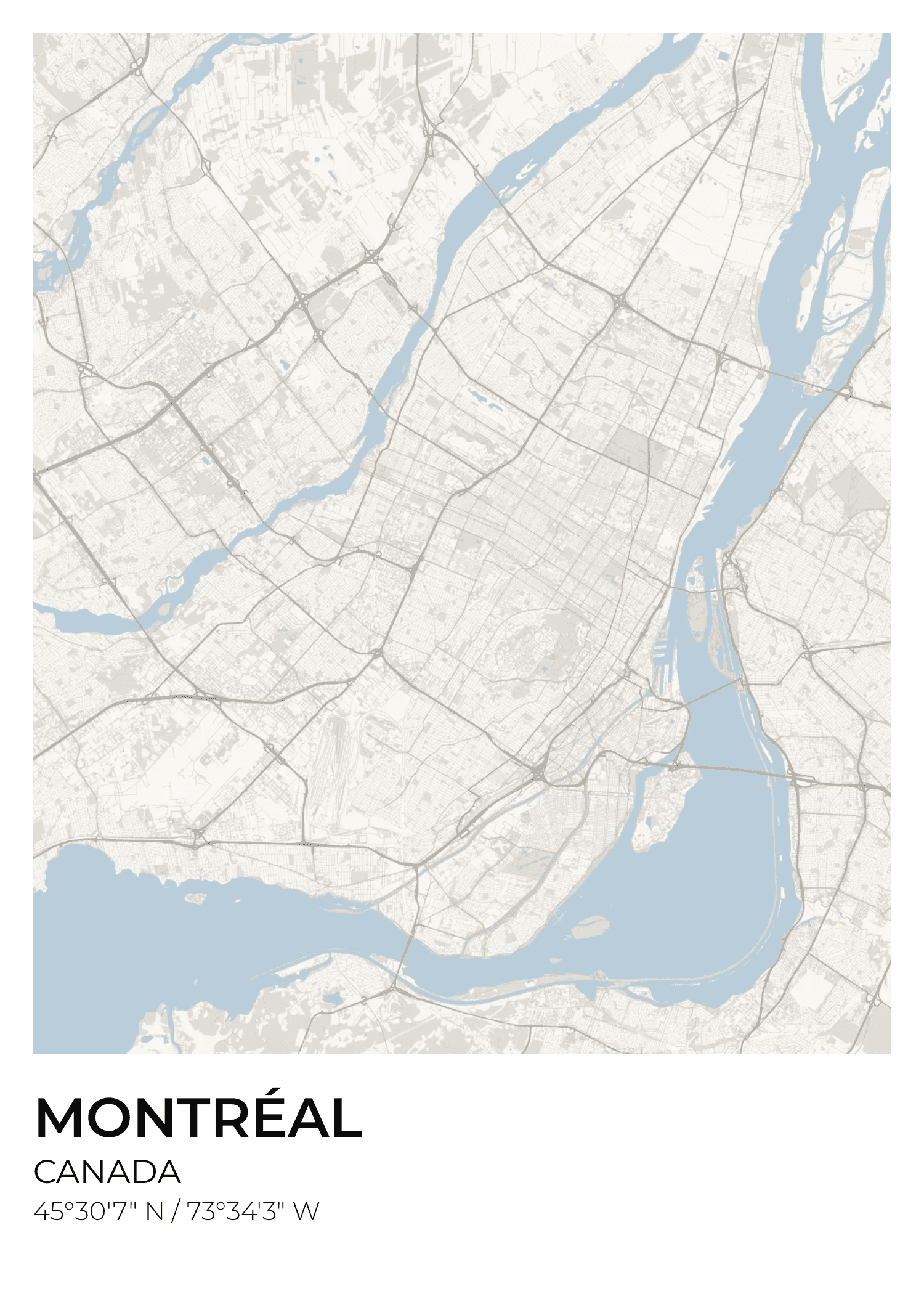 Montréal, Canada — Arctic street map poster